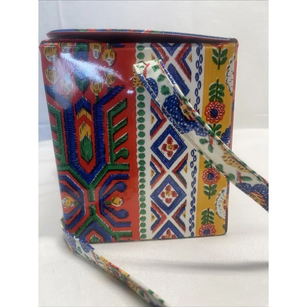 Vintage Boho Large Diaper Bag Patterned Box Retro Multicolor Crossbody Groovy